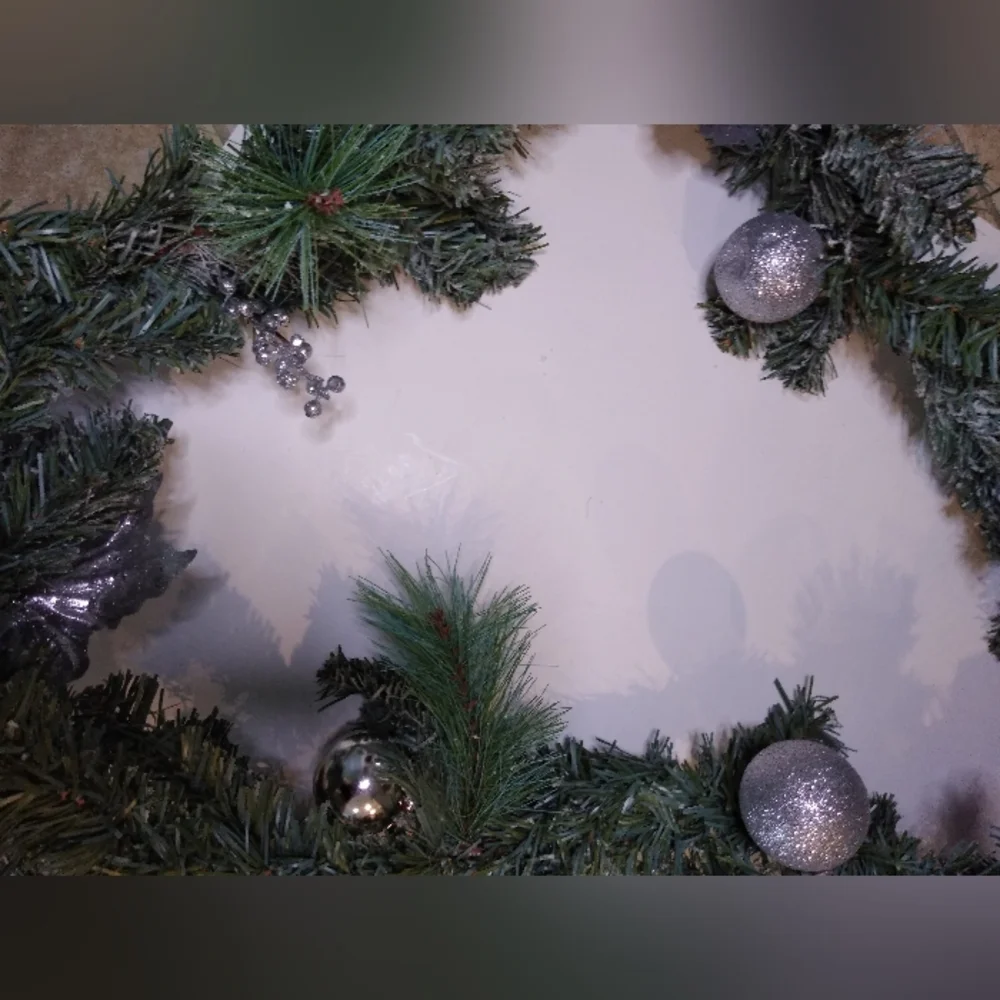 Frosted Garland Swag with Silver Glitter Details 6'+
